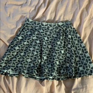 Patterned black and white skater skirt